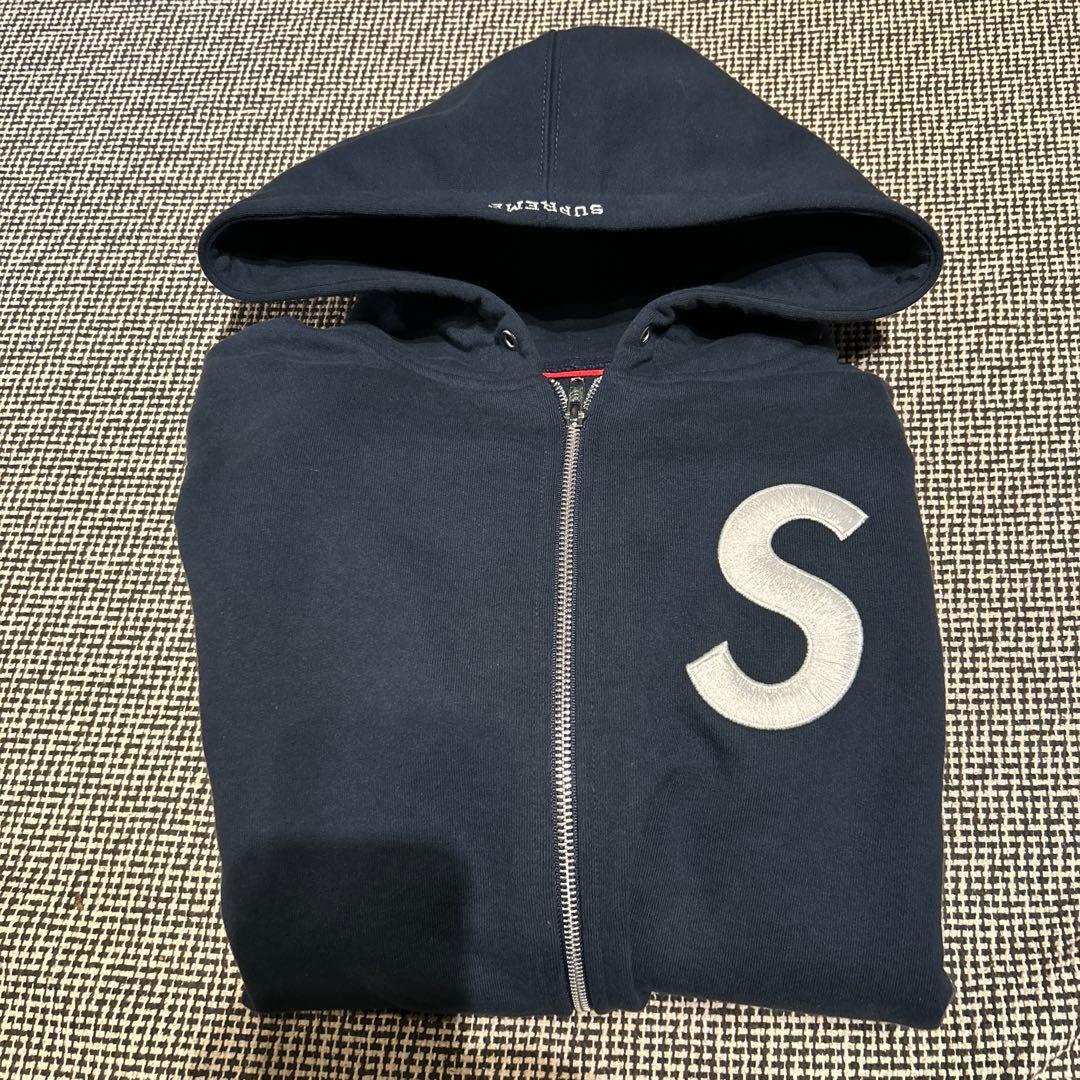 Supreme s logo zip up hooded ネイビー