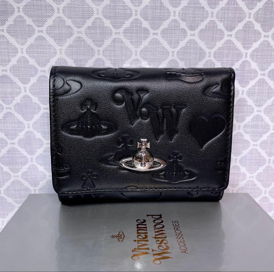 【新作✩内柄も素敵】Vivienne Westwood 三折財布 マット黒