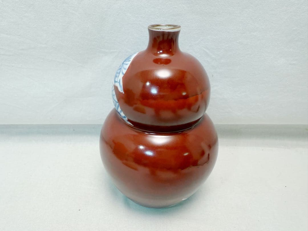 未使用 華道具 人間国宝 篠田義一作 松絵 瓢壺 花瓶 底印 共箱