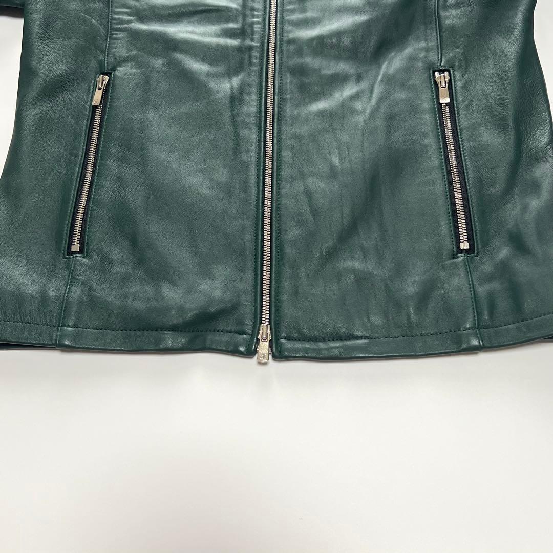【希少カラー】ジャックローズ　シングルライダースジャケット　ラムレザー　グリーン
