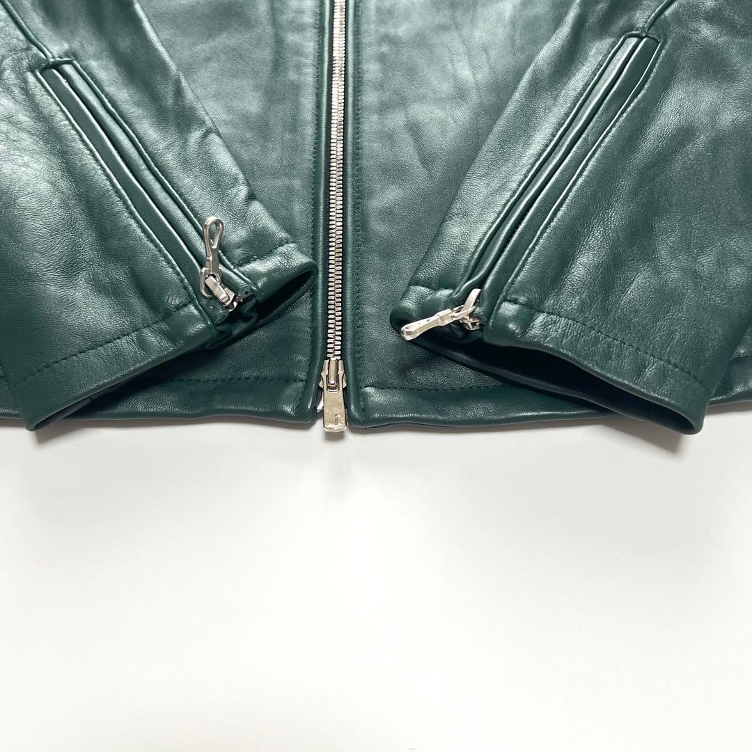 【希少カラー】ジャックローズ　シングルライダースジャケット　ラムレザー　グリーン