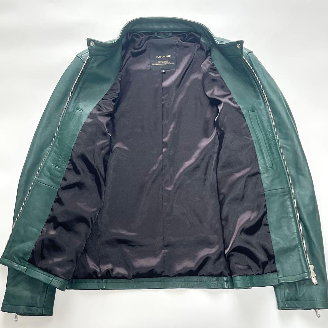 【希少カラー】ジャックローズ　シングルライダースジャケット　ラムレザー　グリーン