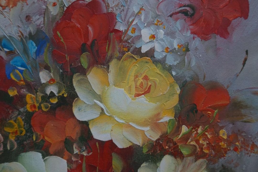 ベルギー画家Edmond Sanders エドモンドサンダース『バラの静物画』