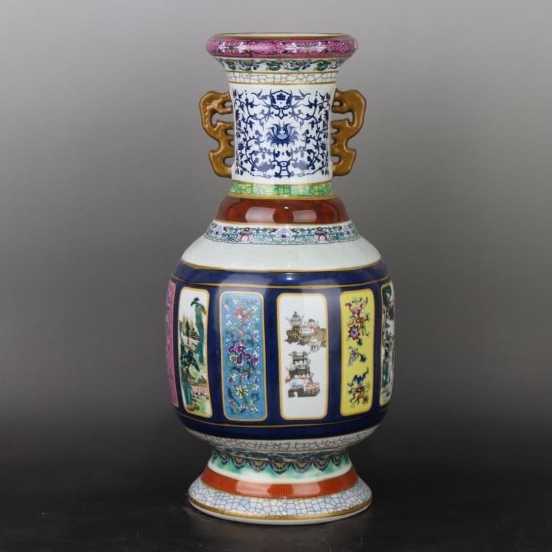 清乾隆蒔金琺瑯彩花鳥磁器王瓶 景徳鎮 陶磁器 装飾品 工芸品 美術品 置物