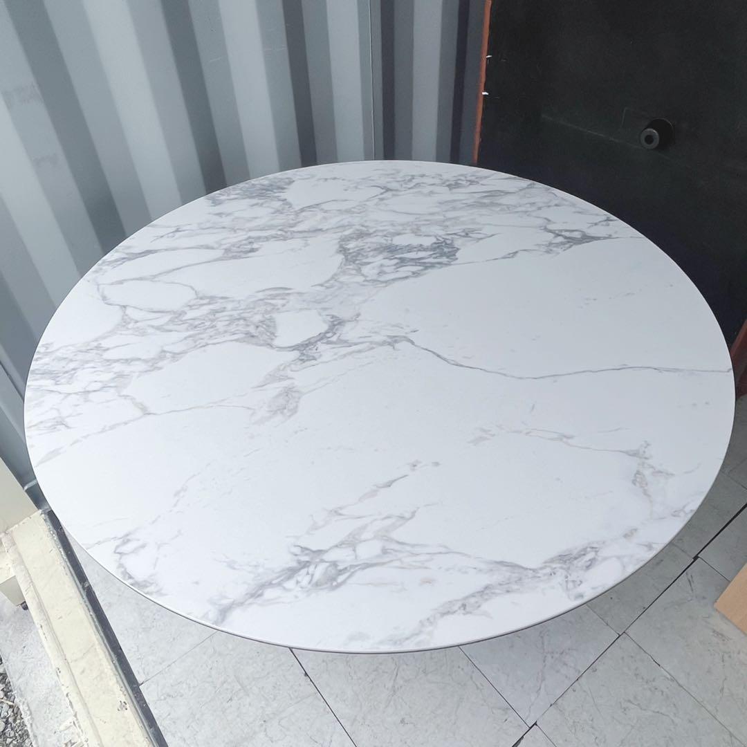 取付無料！カリガリス ヴォルテックス 大理石調天板円形ダイニングテーブル✨