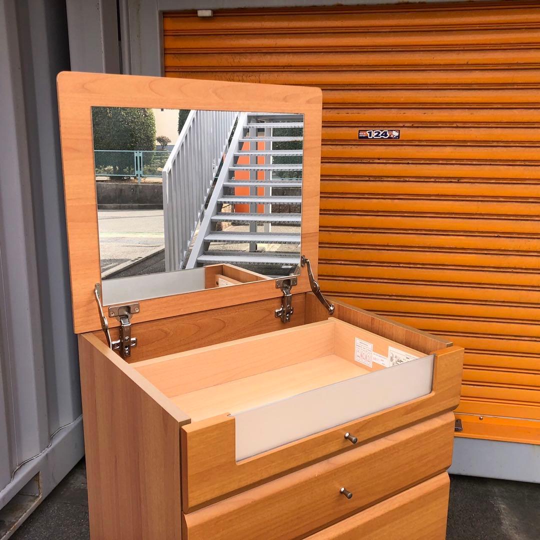 ナチュラルウッド 6段キャビネット ガラス窓付き