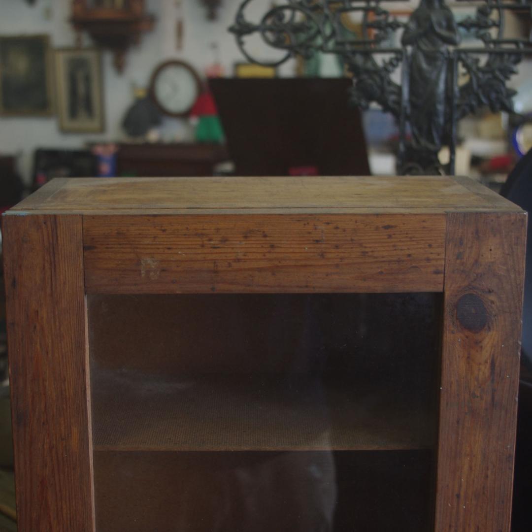 木製ガラスケース 4段 無垢 ドイツ アンティーク ビンテージ Ｚ002