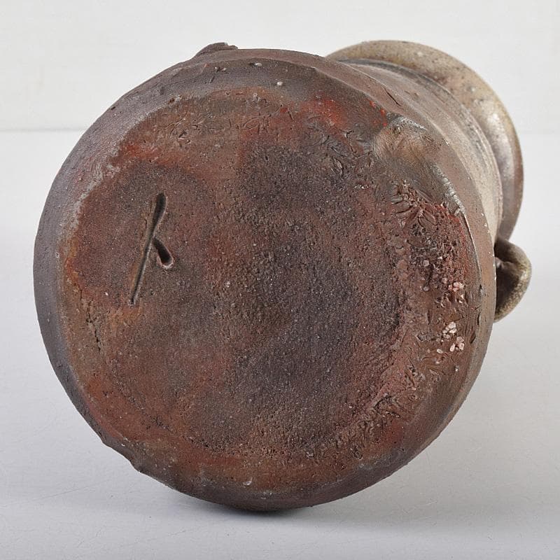 備前焼　人間国宝　金重陶陽作　花入　共布　道明識箱　D　R8519B