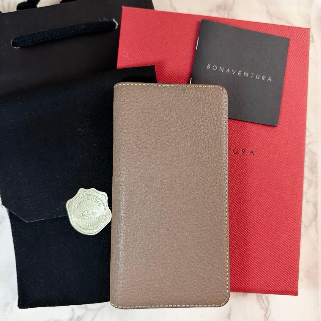 ⑩ ボナベンチュラ　ケース　iPhone Xs X エトープ×グレージュ