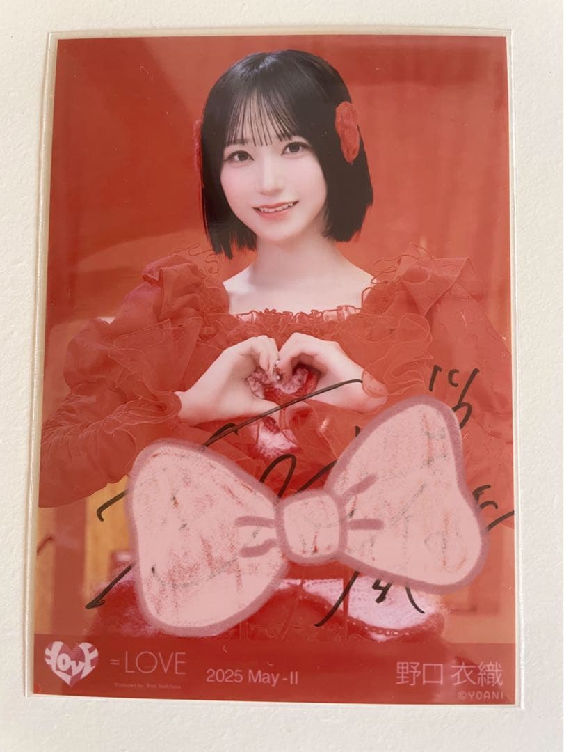 イコラブ 野口衣織 直筆 生写真 とくべチュ、して 歌唱衣装 チュウ