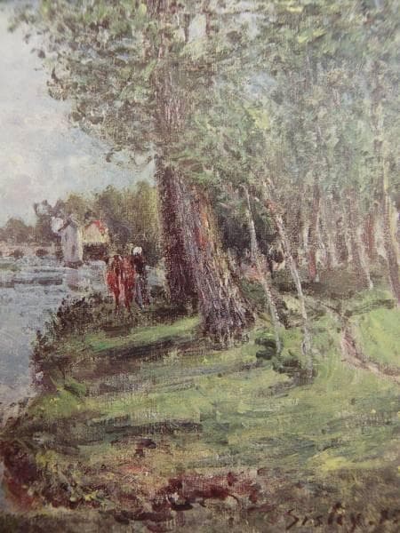 シスレー、ロアン川の堤防、希少画集画、新品高級額、額装付、状態良好