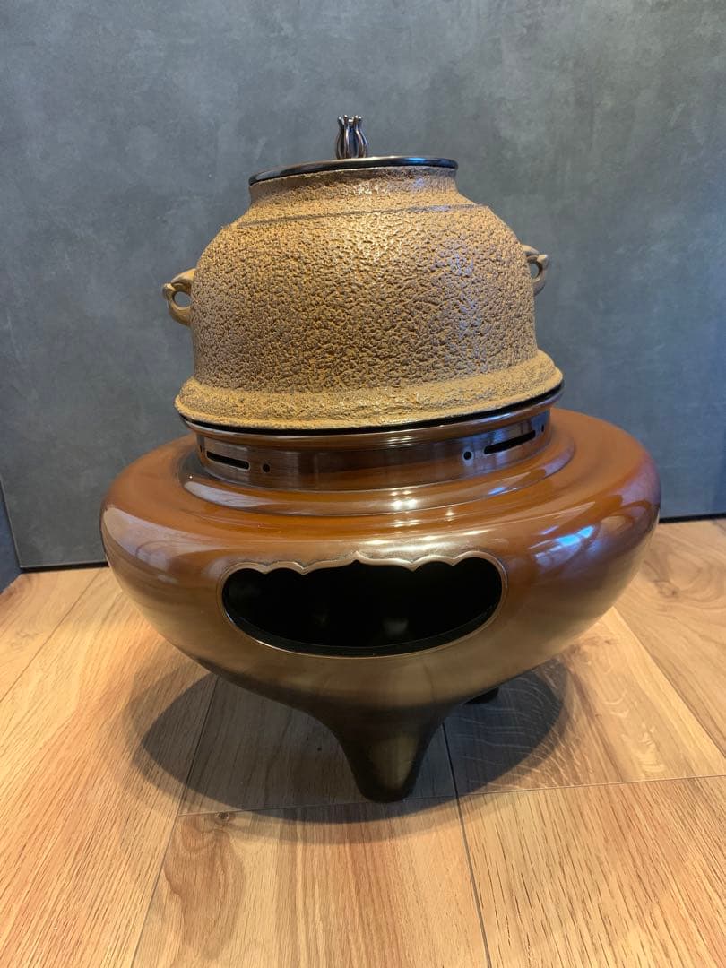 美品　茶道具 〈和田美之助〉 康銅朝鮮風炉 炉釜
