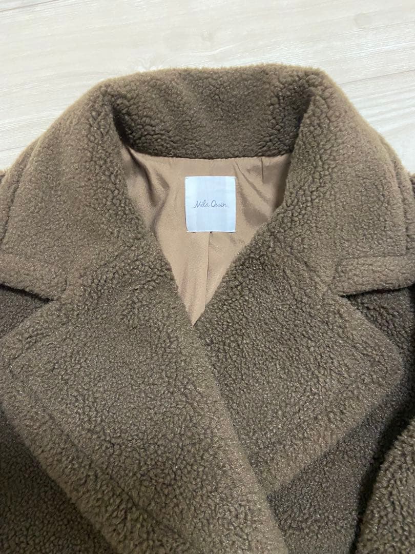 ミラオーウェン★オーバーサイズボアコート、モカサイズ0美品