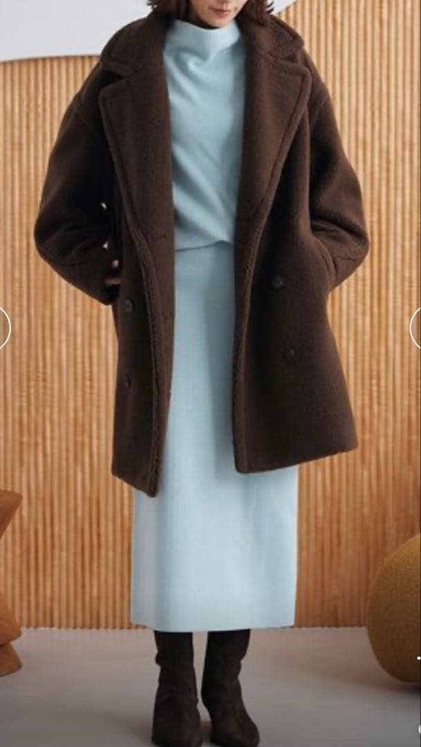 ミラオーウェン★オーバーサイズボアコート、モカサイズ0美品