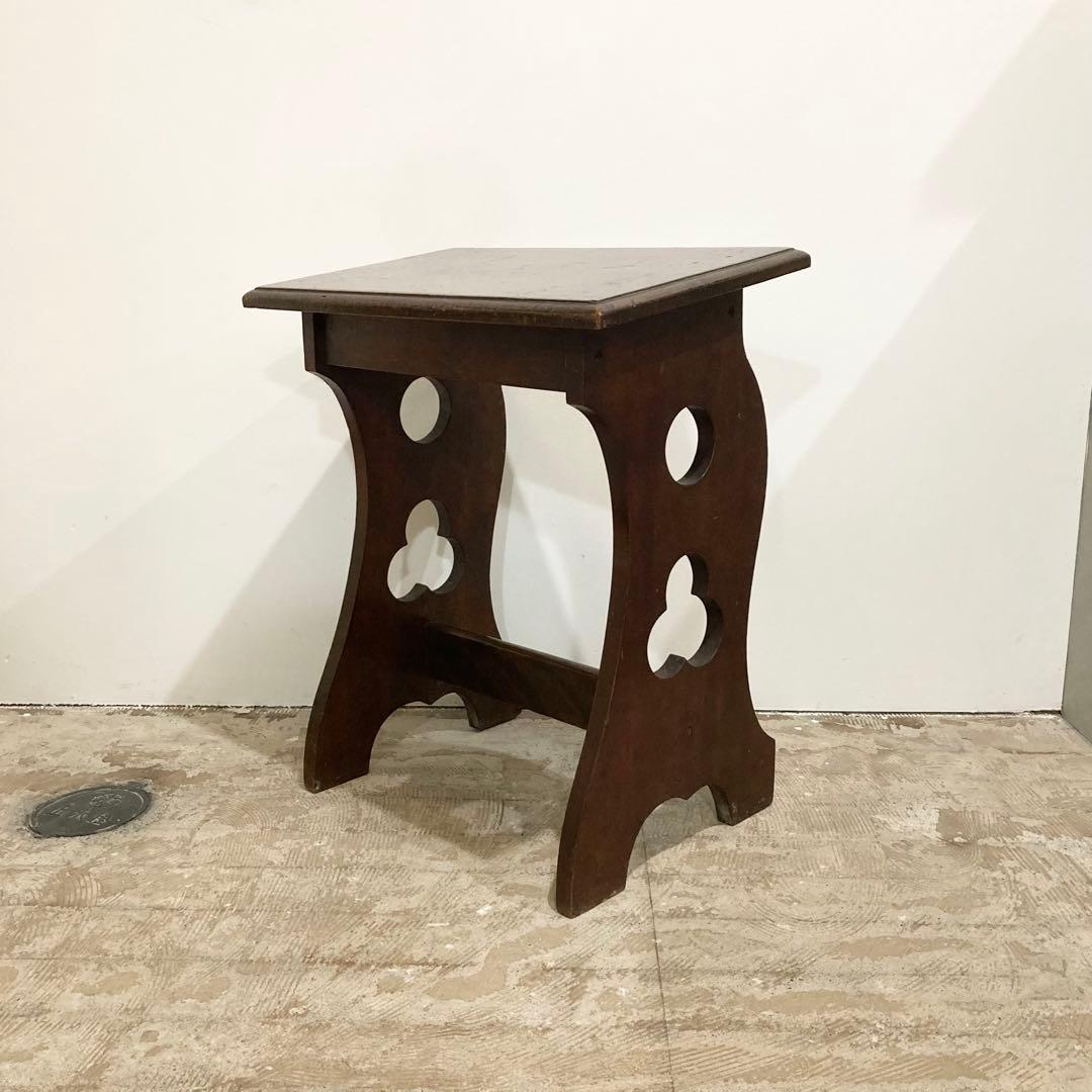 古いピアノ椅子 オルガン椅子 スツール チェア 木製 透かし彫り レトロ