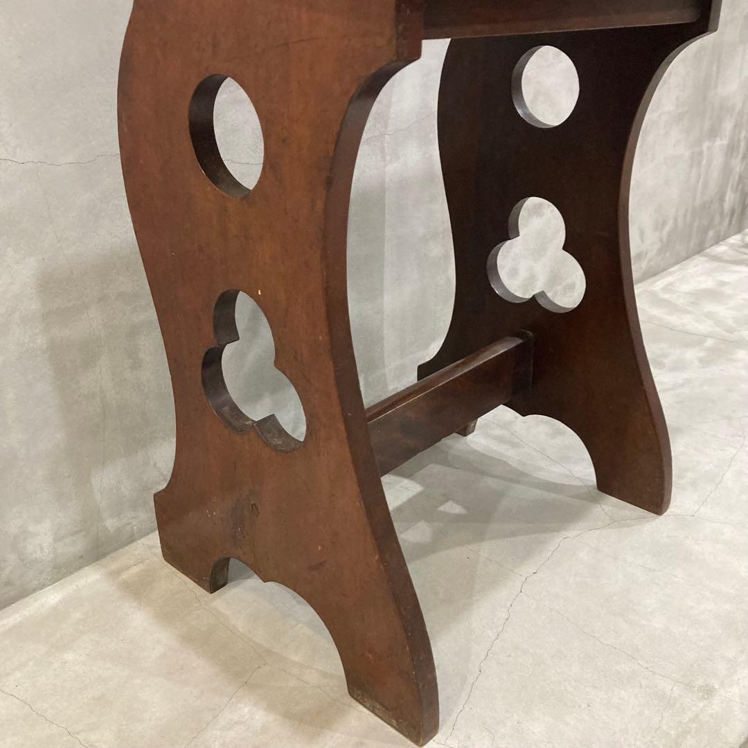 古いピアノ椅子 オルガン椅子 スツール チェア 木製 透かし彫り レトロ