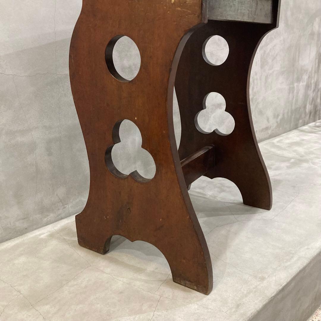 古いピアノ椅子 オルガン椅子 スツール チェア 木製 透かし彫り レトロ