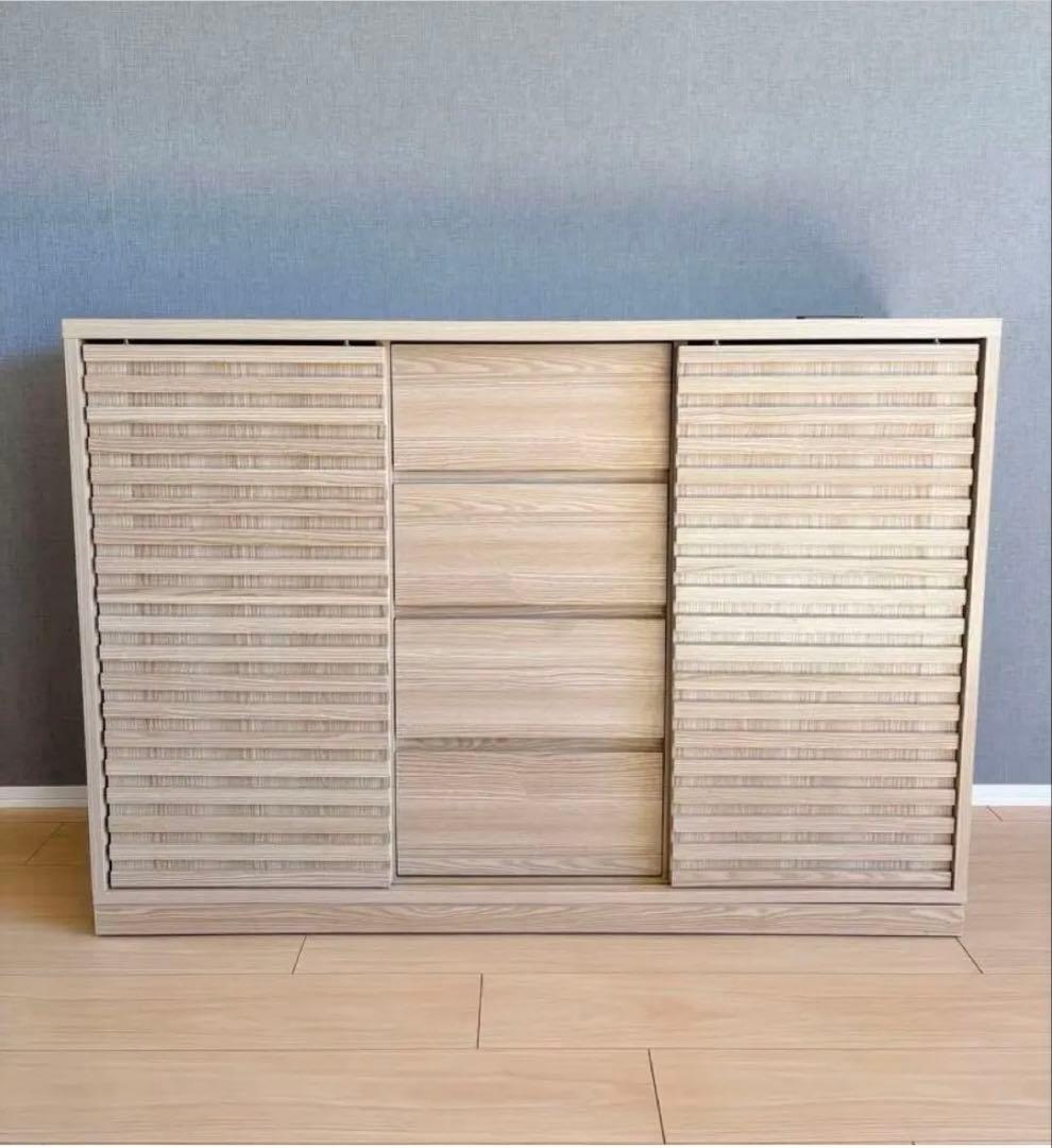 【1/31まで】　食器棚　キャビネット　120cm オーク調　棚