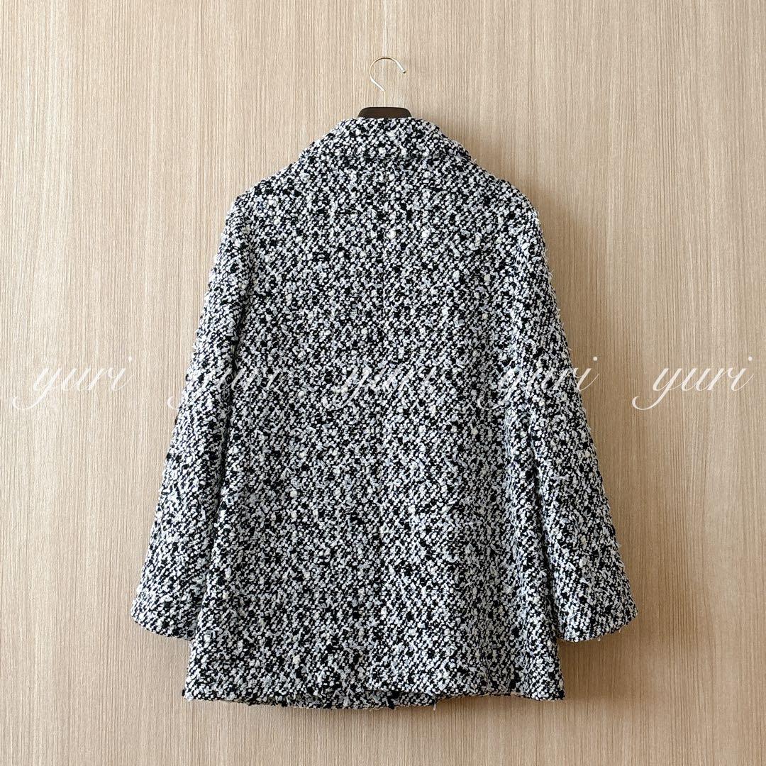 【1064】現行品　アナイ　シャネルツイード　モノトーンリボンツイードコート　A