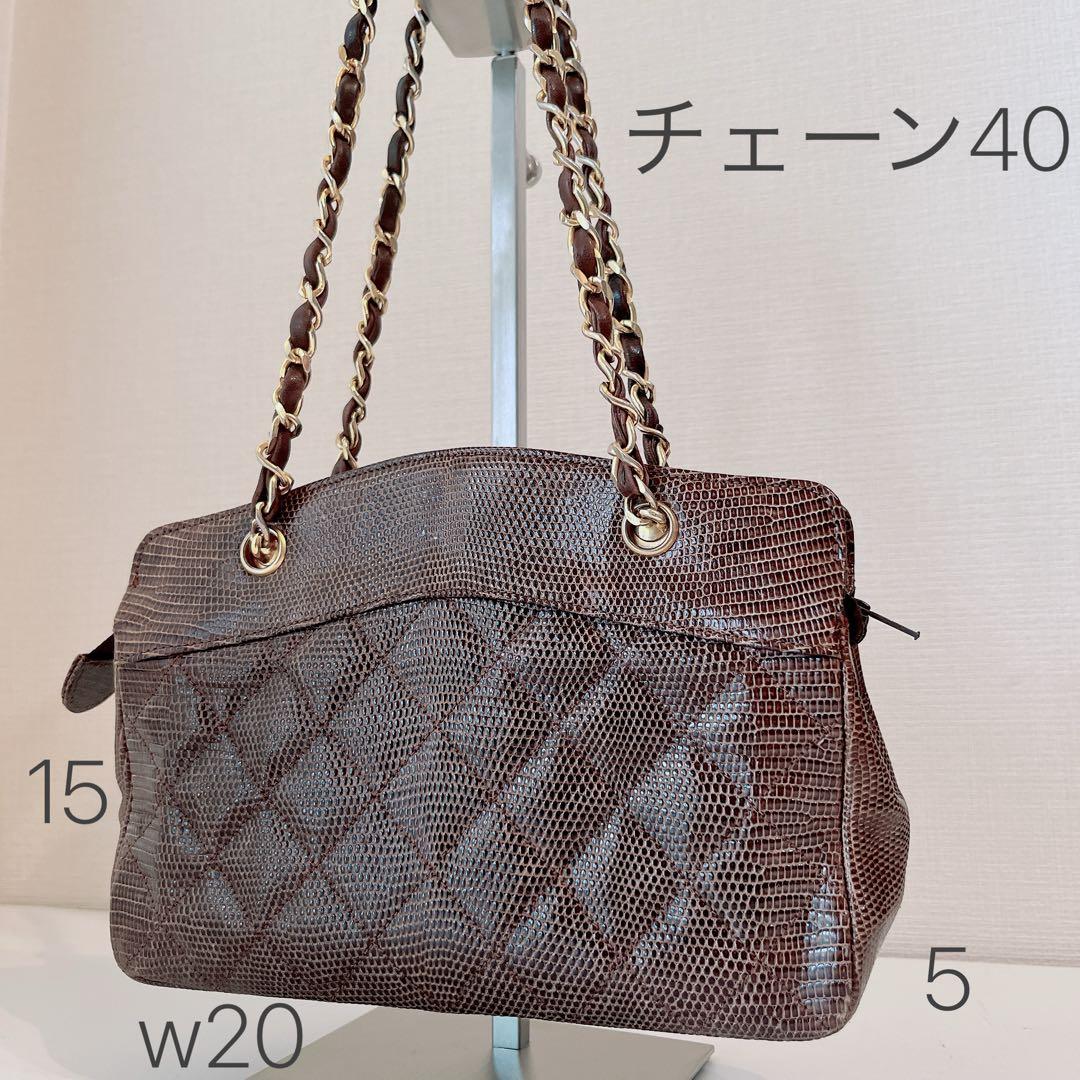 希少　CHANEL シャネル　リザード　チェーン　ハンドバッグ　シールあり