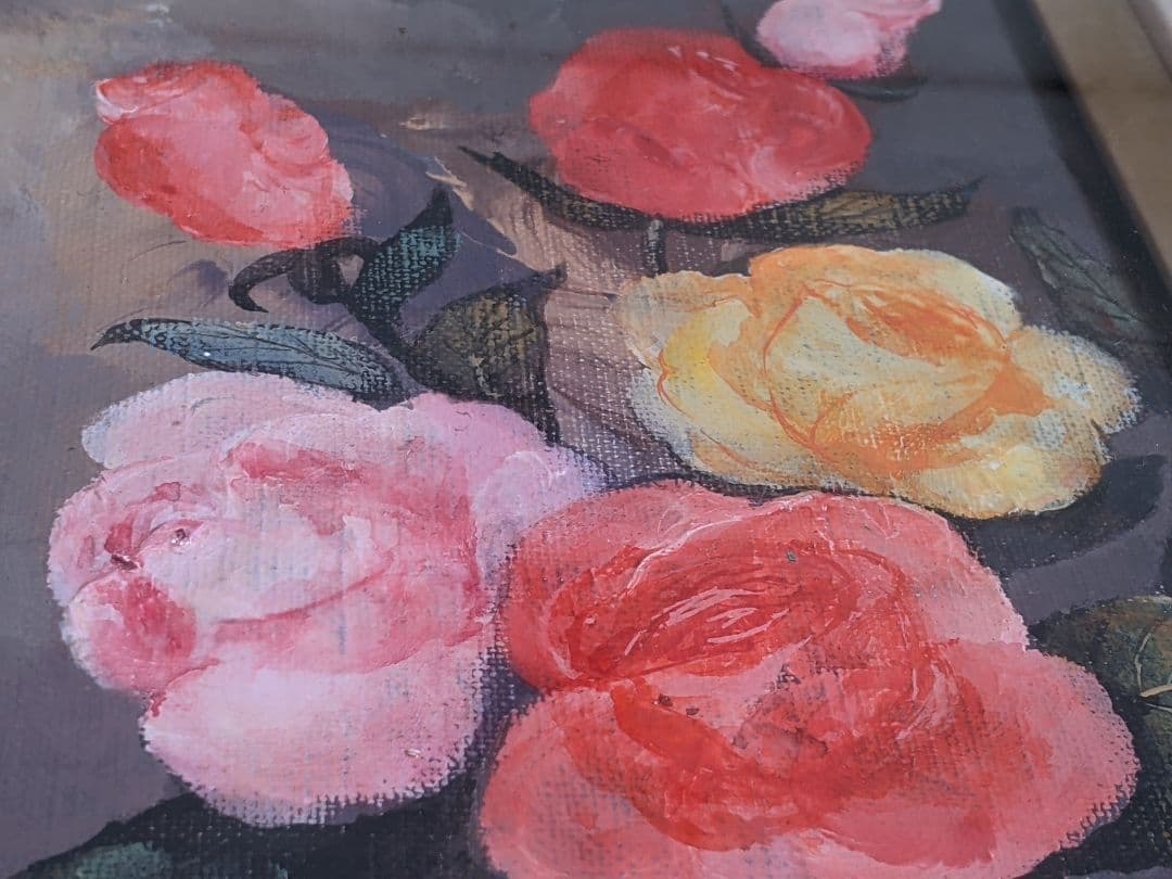 油絵　薔薇油絵 作家  ローズモダンアート  インテリアアート 飾り壁