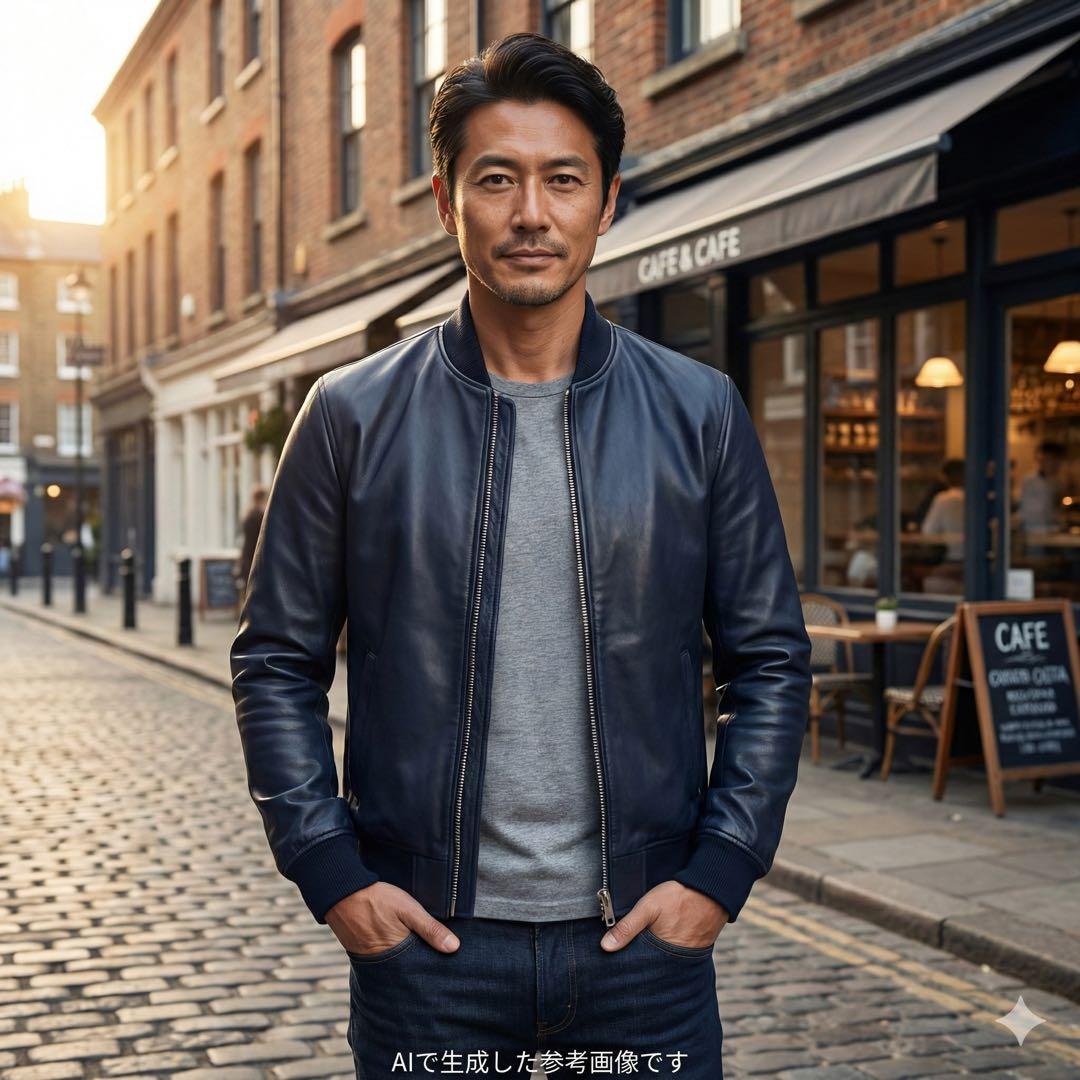 極美品 現行品タグ付きAKM シングルライダース 羊革 S キルティング 袖リブ