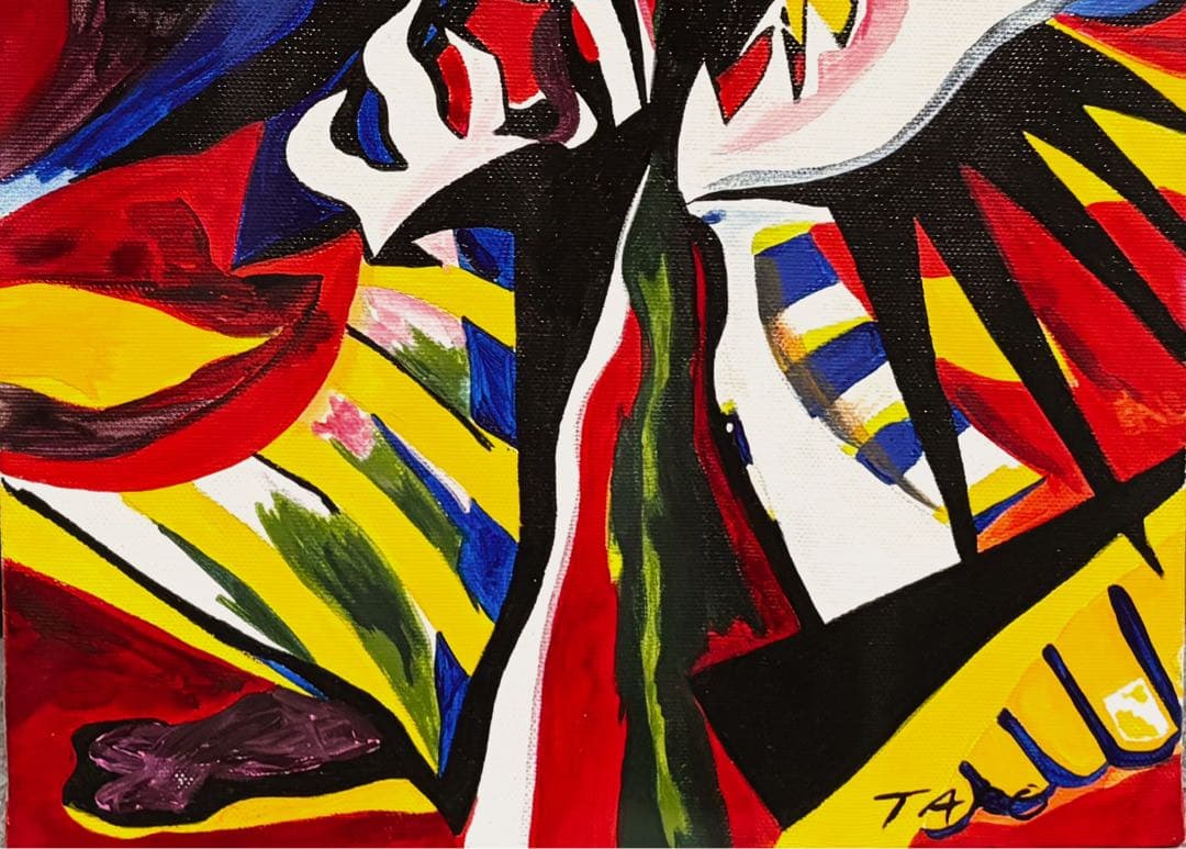 【F4号】手描き油彩　岡本太郎　額縁　未使用額　サイン　岡本敏子鑑定シール　絵画