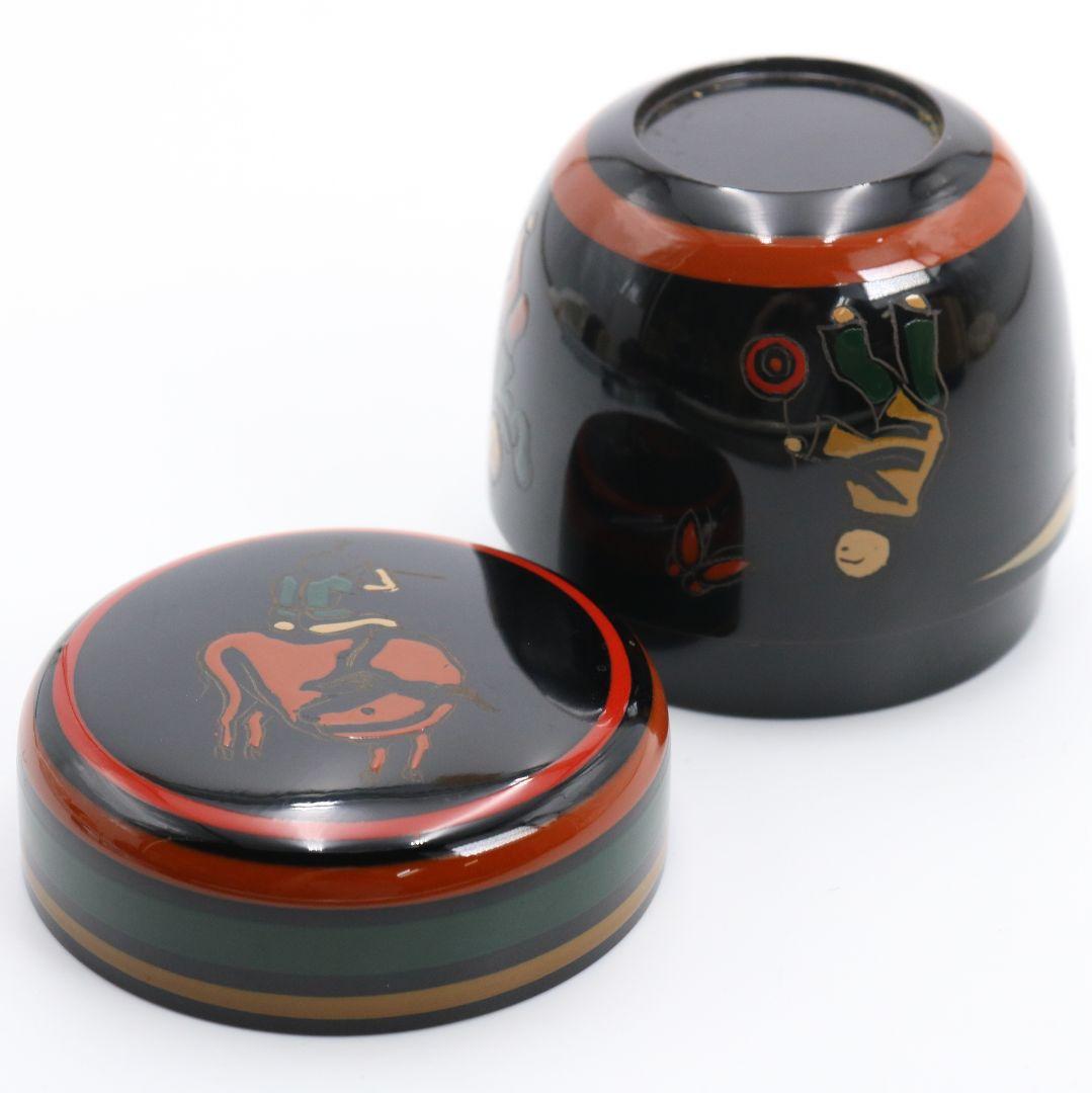 北村葵春作 唐子蒔絵 中棗 茶道具 共箱　V810