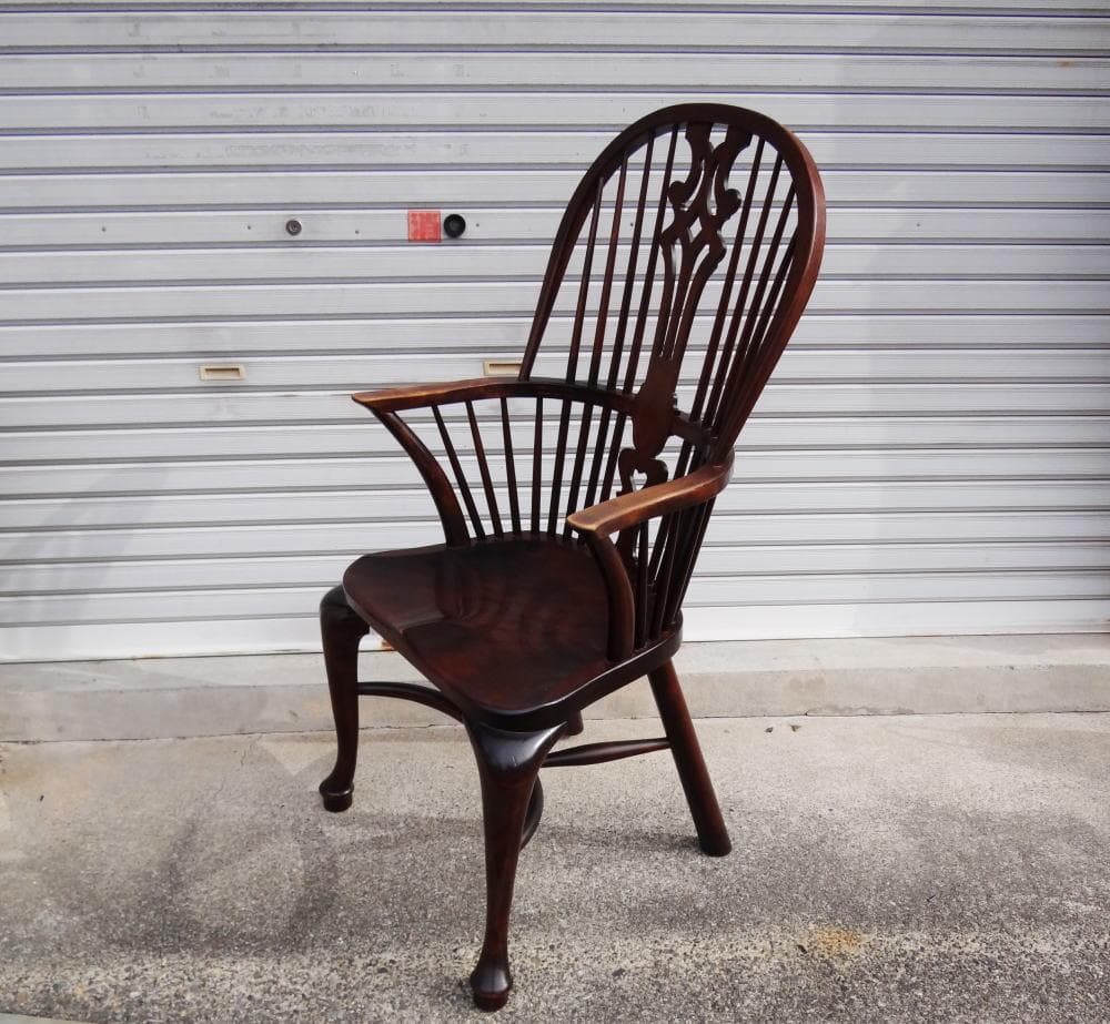 松本民芸家具　猫脚　ウインザーチェア　シール有　作者　「中」　美品