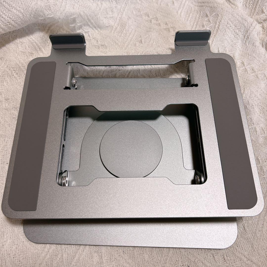 ノートパソコンスタンド 回転ブラケット 360 折りたたみ式シルバー