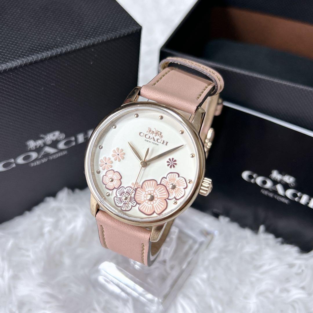 ✨極美品✨箱 説明書付き COACH 花柄ダイヤル レディース腕時計