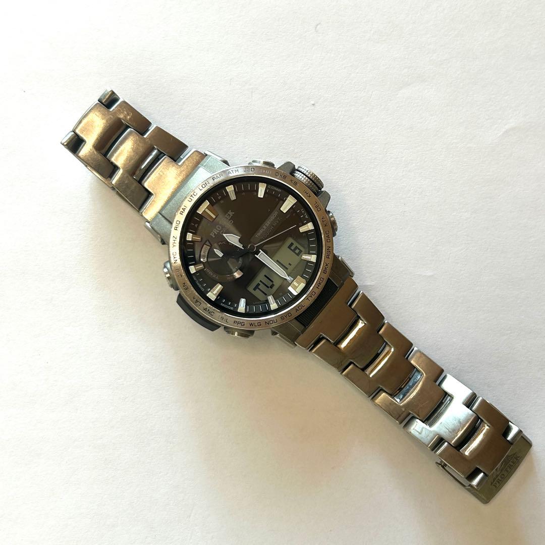 CASIO PRO TREK 電波ソーラー 腕時計 チタン マルチバンド6