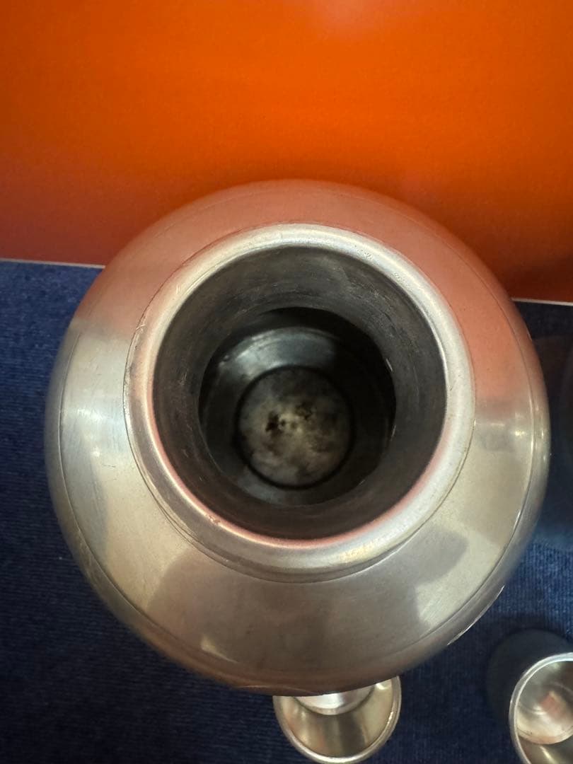 1644 純錫製 岡本謹製　古錫瓶子一対　酒器　32cm 時代物