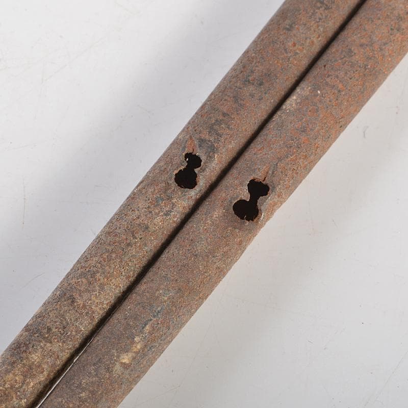 茶道具　釜師　庄司儀兵衛作　鉄製　瓢箪透火箸　共箱　V　R7201