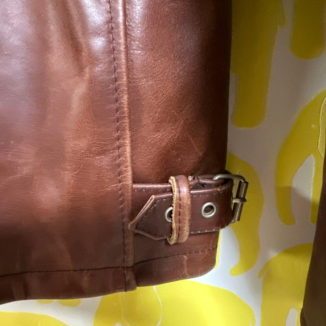 EURO LEATHER ブラウンレザー シングルライダースジャケット