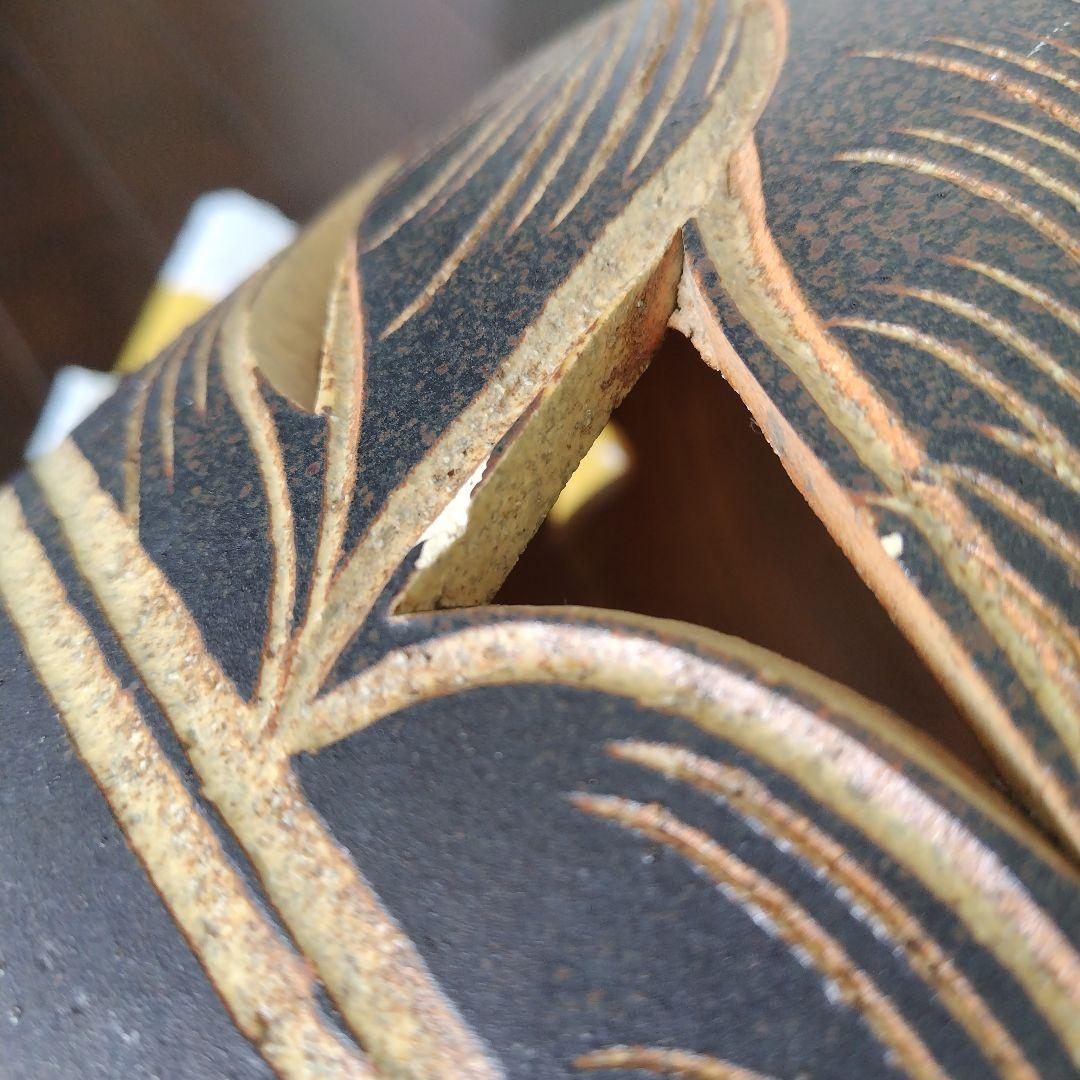 アンティーク 信楽焼傘立て 透かし彫刻 北欧インテリア 高さ42.5cm