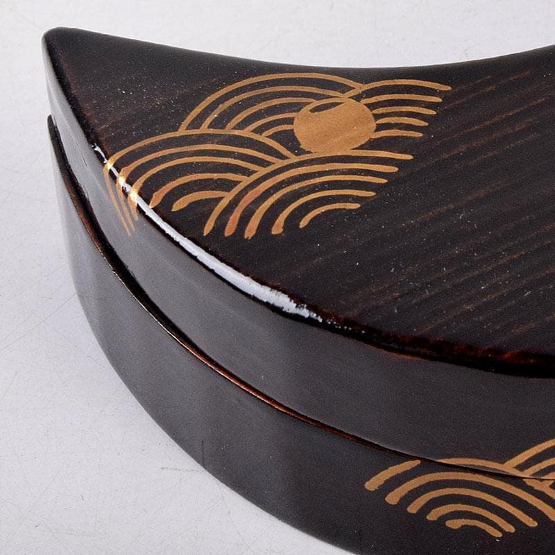 茶道具　道場宗廣作　黒一関塗　惺斉好　青海波壷々　月香合　共箱　Z　8551