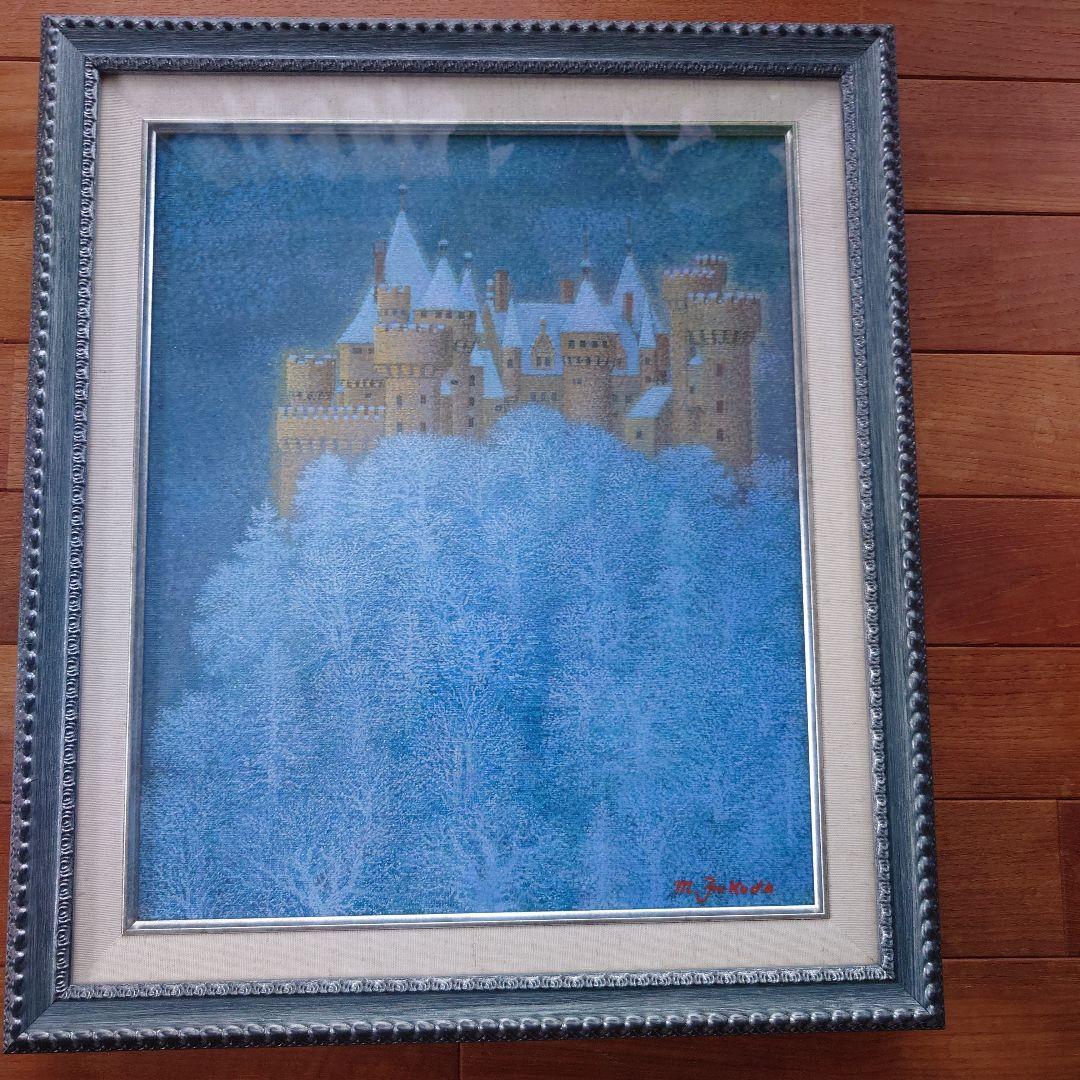 真作保証 肉筆 福田 實 シャベネ点描風景画 油彩F8絵画油絵油彩画