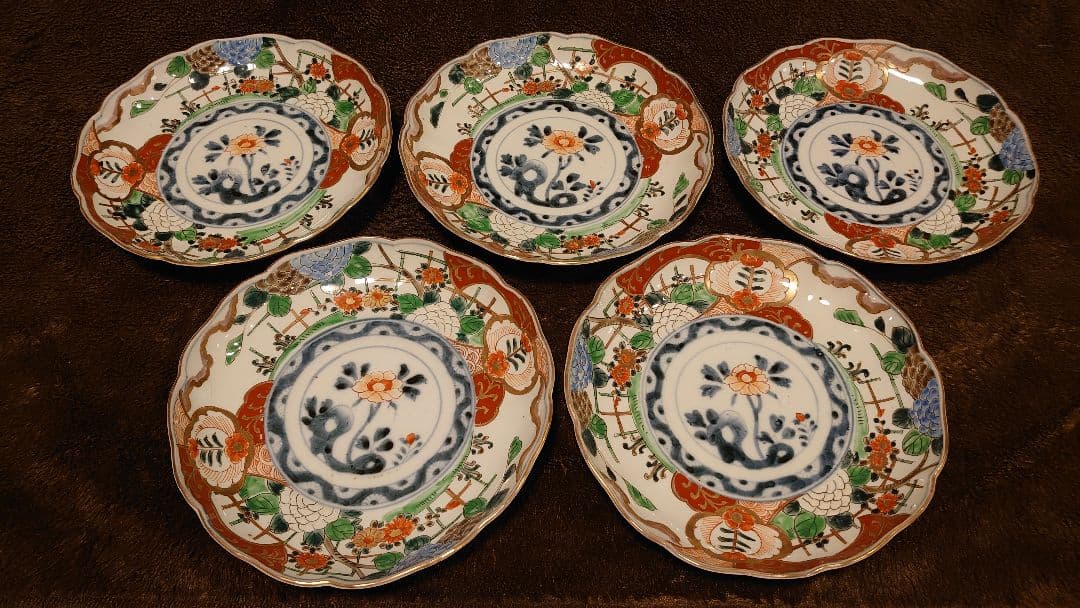 大聖寺伊万里　古伊万里　伊万里　中皿　7寸皿　蔵出し　5客