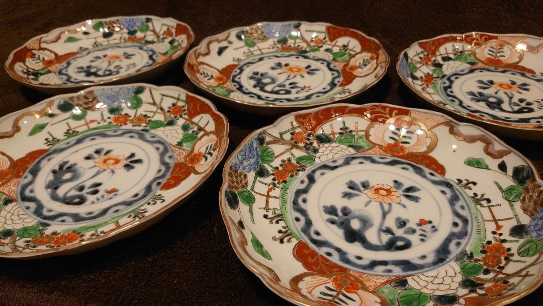 大聖寺伊万里　古伊万里　伊万里　中皿　7寸皿　蔵出し　5客