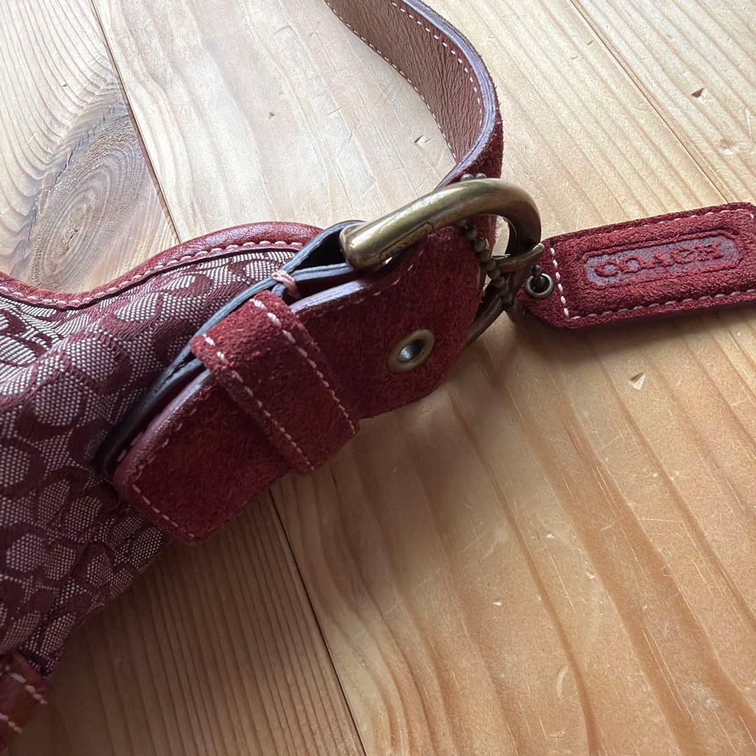 希少 Coach レッド ショルダーバッグ アクセサリーポーチ スウェード