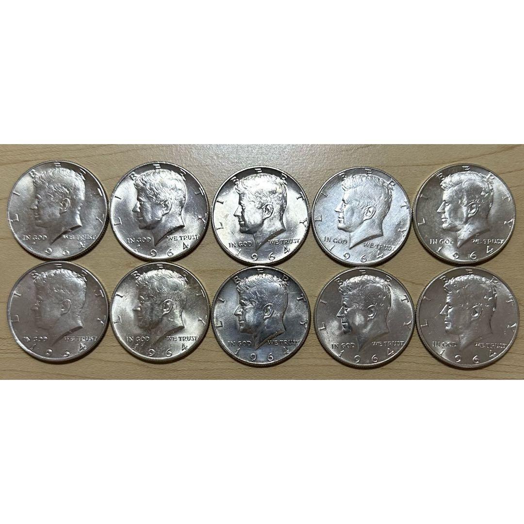 1964年 ケネディ ハーフダラー 10枚 シルバー 銀貨 銀品位90 c