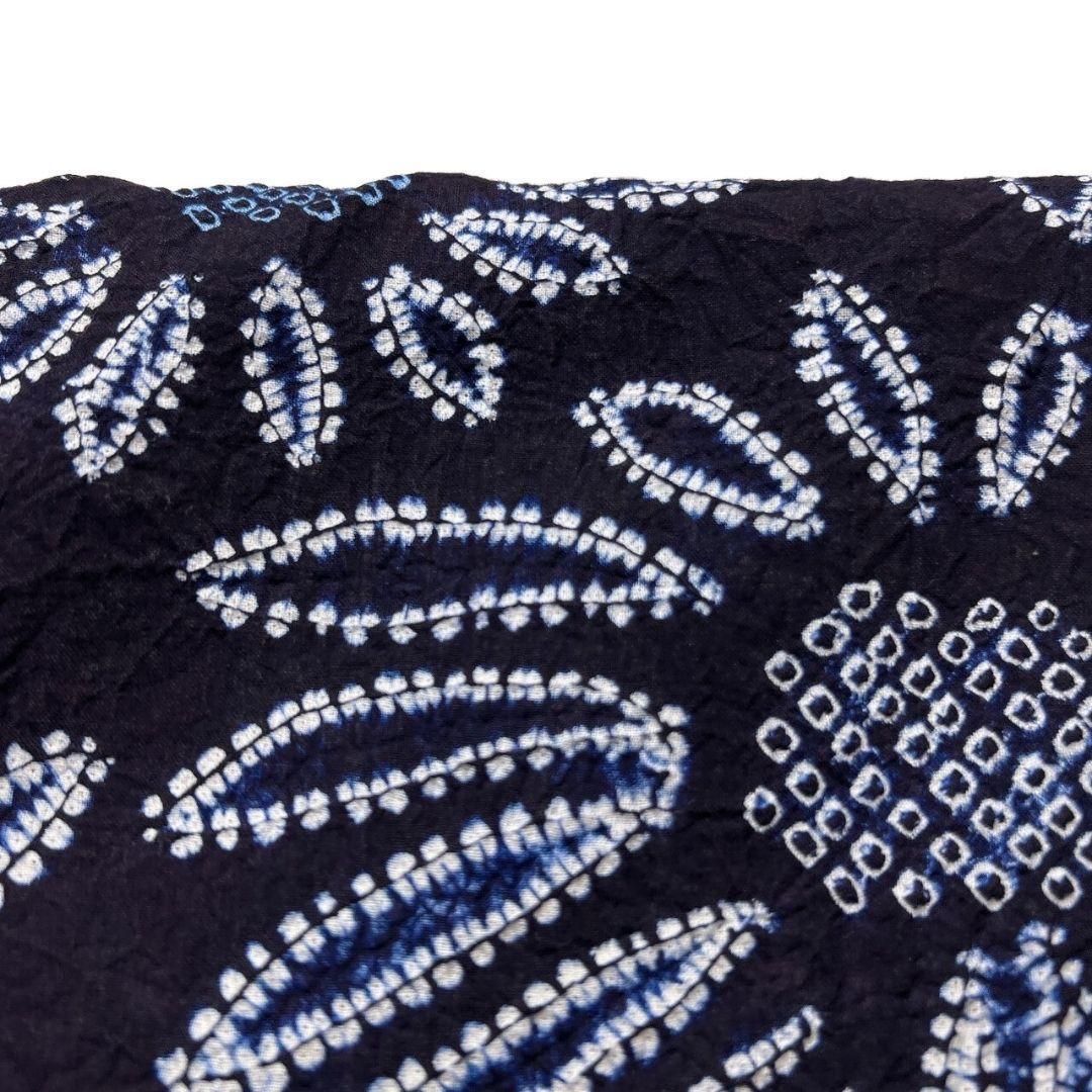 向日葵　花模様　藍染　浴衣　有松鳴海絞り　着物　035a p