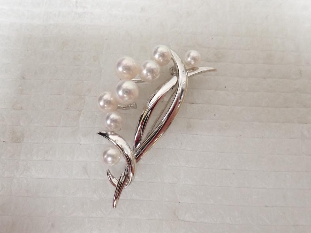 田崎真珠パール×シルバー刻印 ブローチ 真珠TASAKI 卒業式 入学式B1-A