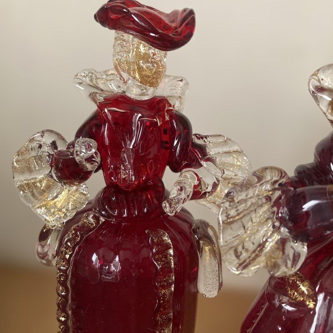 イタリア製 MADE IN MURANO赤色 男女 ヴェネツィアンガラス