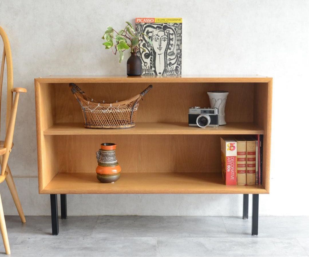 ドイツ 北欧ヴィンテージ オーク オープンシェルフ ブックシェルフ 飾り棚
