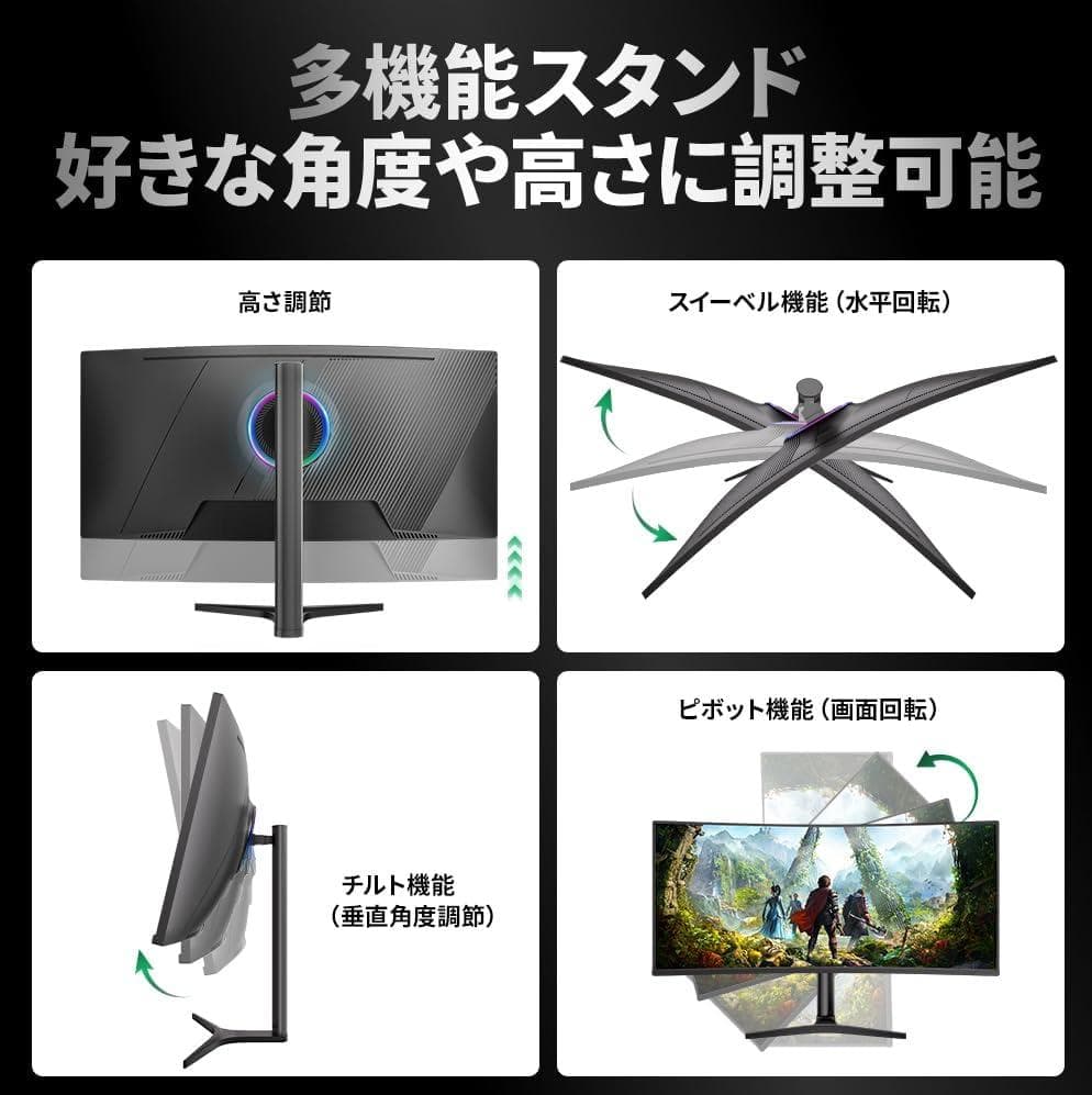 cocopar モニター 34インチ UWQHD曲面PCモニター HG-4K34