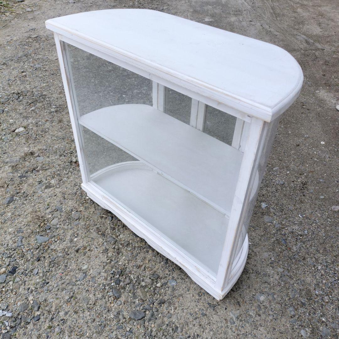 ホワイト円形ガラスキャビネット