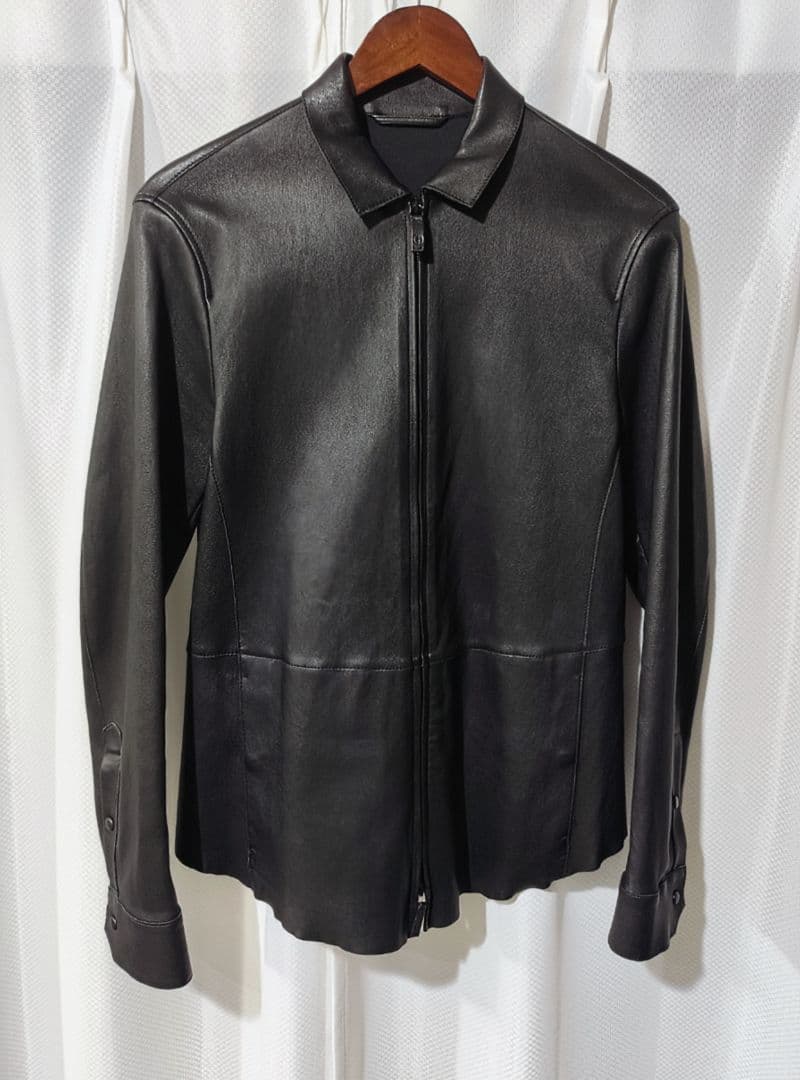 ​【極美品】GIORGIO ARMANI 最高級ラムレザー シャツジャケット M