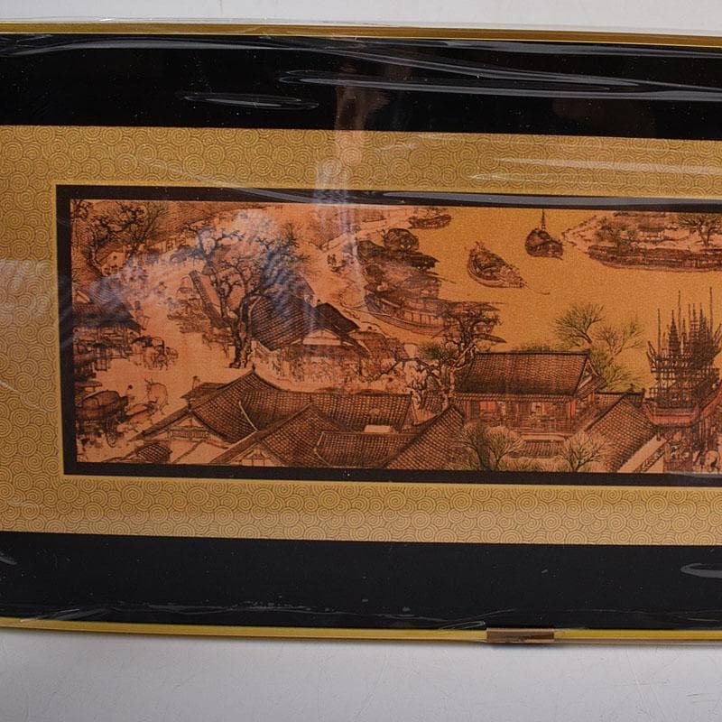 中国　清明上河園　黄金画　足金999　額装　証明書・箱付　7657C